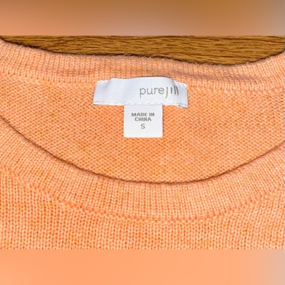 Pure J.Jill Peach Cashmere Zippered Kangaroo Pouch Sweater Size Small - Picture 4 of 11